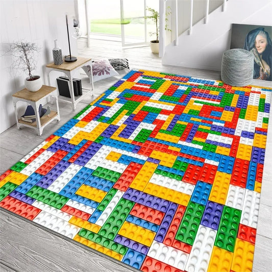 Hemasa Colorful Building Blocks Carpet Mat Rug / Puzzle Design Home Decoration for Kids Room /Playroom /Living Room /Bedroom