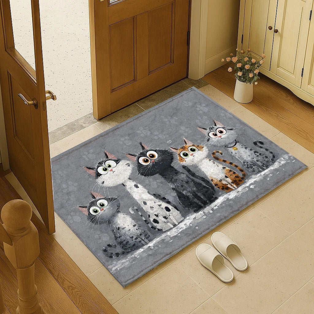 Tejesa Gray Colour  Cute Kitten Doormat/ Welcome Mat /Kitchen Rug /Carpet For Live Room Rug For Bedroom Bedside Floor Mat Home Dec