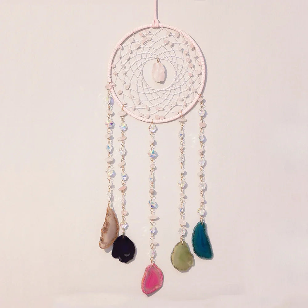 7 Chakra Gemstones Tree Of Life Dream Catchers  Natural Agate Bedroom Wall Hanging Crystal Dream Catcher Home Craft Decorations