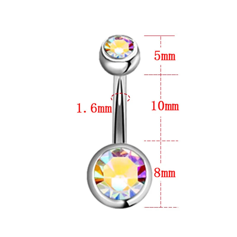 Surgical Steel Crystal Belly Button Ring Set 14G Glitter Navel Piercing Set Cute Belly Bar Bulk Belly Piercing Pack Navel Ring