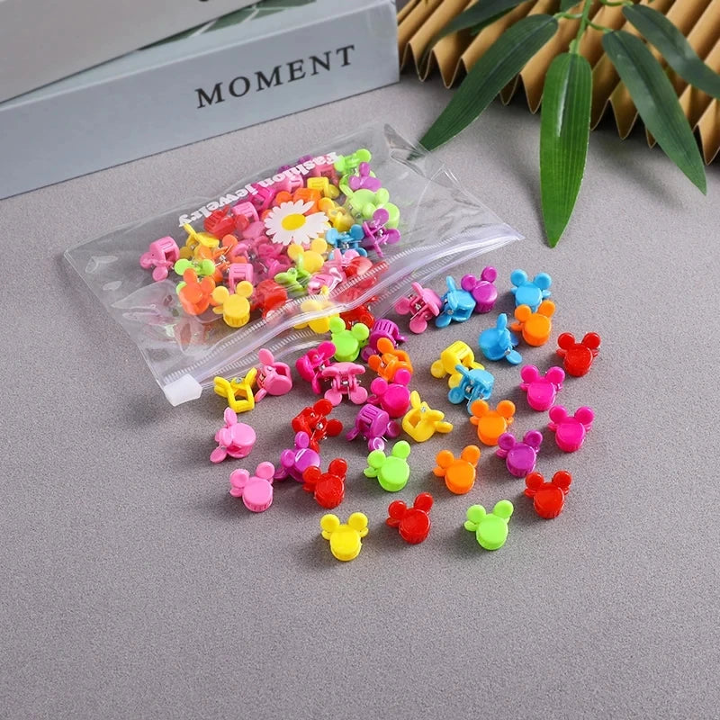 50pcs Girls Small Hair Claw Clips Colorful Plastic Clips Hairpin Flower Heart Mini Multi-Shape Hair Claw Kids Hair Accessories