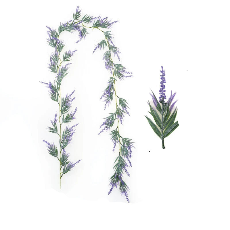 Tejesa 6.5FT Artificial Lavender Garland for Mantle Lavender Flower Vine Rustic Wedding Arch Stair Party Home Table Decoration