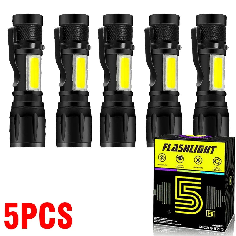 Hemasa LED Powerful Flashlight Rechargeable Multi Functional for Long Range Portable Outdoor Home Mini Flashlight with Cap Clip