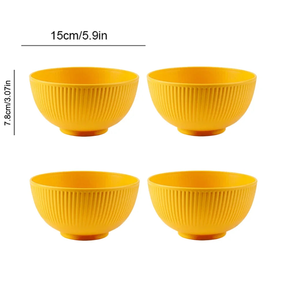 Hemasa 4Pcs Kitchen Tableware Wheat Straw Bowl /Wheat Rice Bowl  / Dessert Salad Rice Bowl Sets