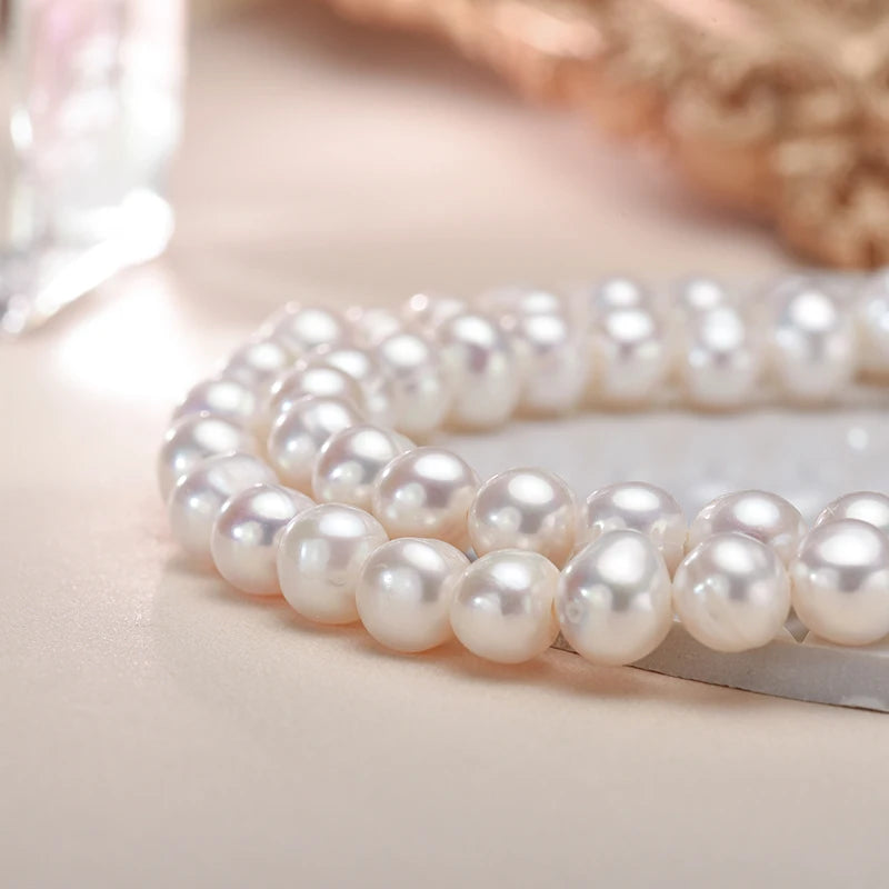 AA White 6-7mm Freshwater Cultured 6-8mm Pearl Bracelet Charms,925 Sterling Silver Pearl Bracelets for Women Girls Ladies