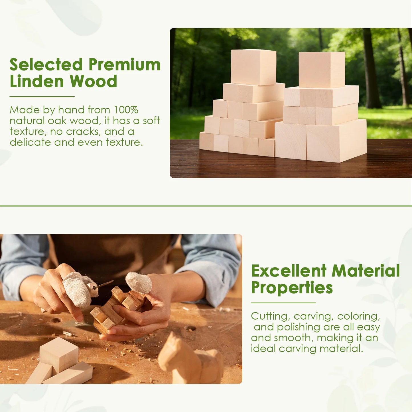 24/22Pcs Carving Wood Blocks Premium Basswood Wood Portable Unfinished Wood Carving Kit 3 Size Carving Whittling Art Supplies
