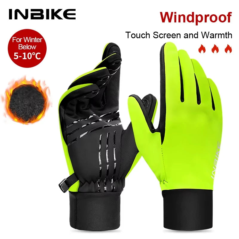 INBIKE Cycling Gloves for Men Women Warm Fleece Winter Biking Glove for Riding Bicycle Gloves Waterproof Touchscreen Accessories