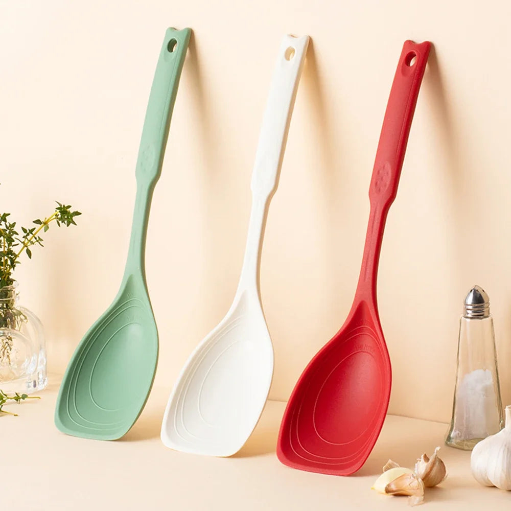 Hemasa Silicone Spoon Multi-use  Comfortable Non-slip Round Handle Large Cooking Utensils Mixing Spoon