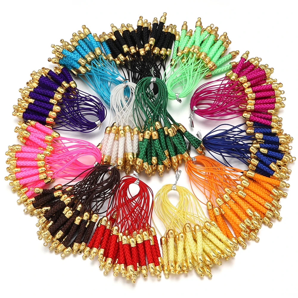 Tejesac 10pcs/Lot 13 Colors Lanyard Lariat Straps with Gold Color Clasp/ Keychain Hooks Rope Bags Charms