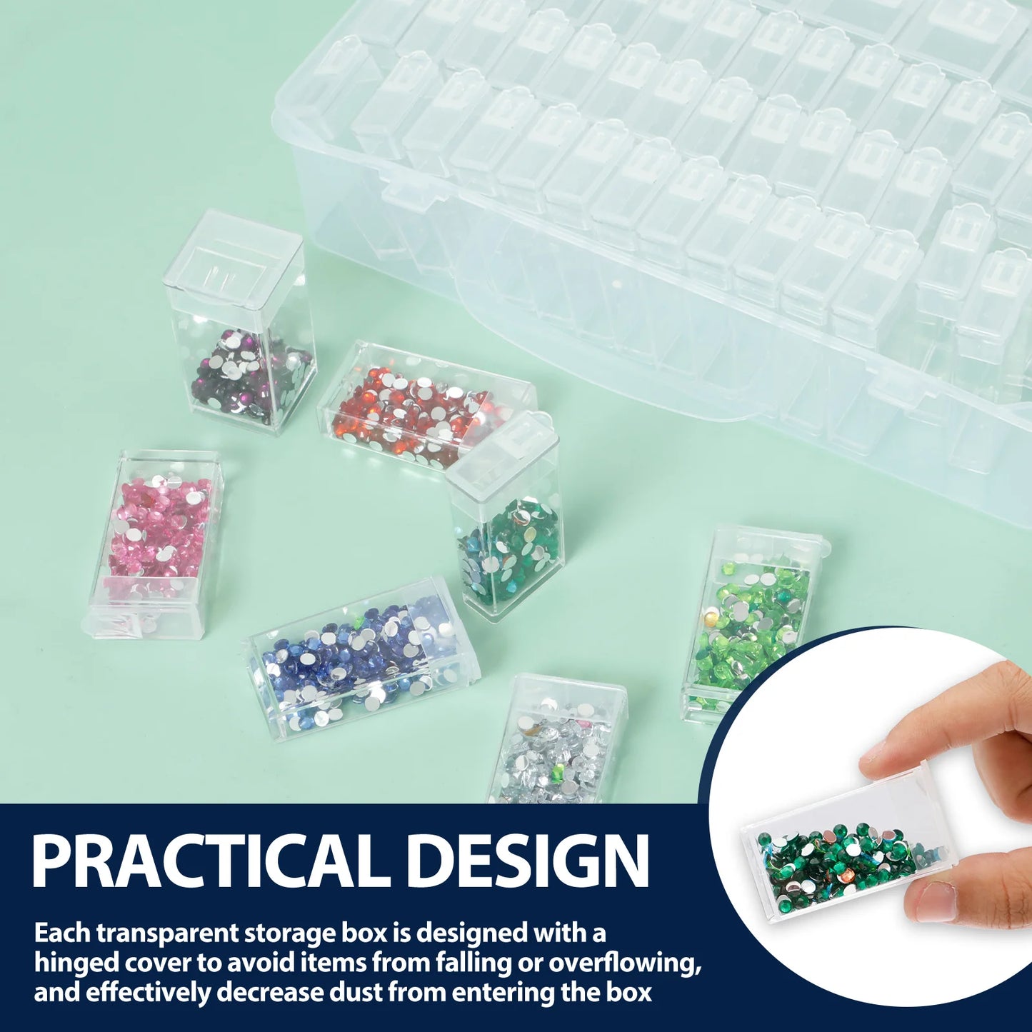 2 Set Clear Bead Storage Box Mini Sampling Tank 56 Cell Transparent Dustproof Organiser Box for Painting Accessory Jewelry Ring