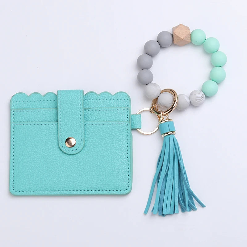 Silicone Bead Bracelet Tassel Pendant Keychain Pendant Cartoon Portable Woman Man Card Bag Multicolor Key Chain Gifts