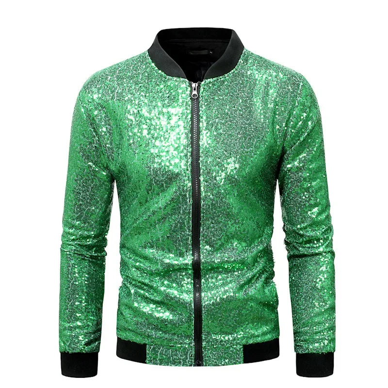 Hemasa  Winter  Sequin Jacket for Men, Stand Up Collar Contrasting Mens Jackets(Eur Size)