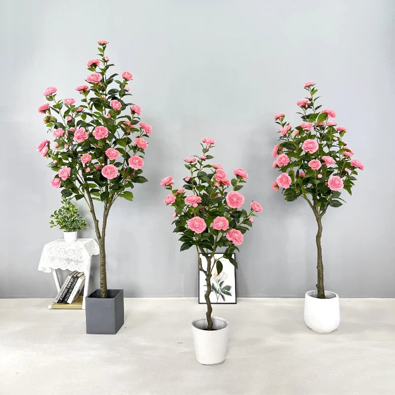 Simulation camellia tree camellia artificial simulation green plant potted home decoration floor plant manufacturer wedding came