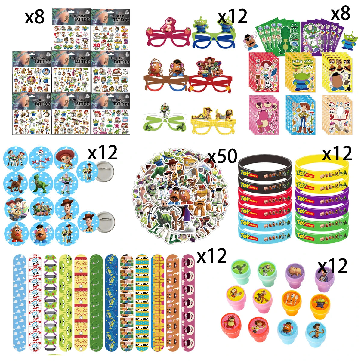 Toy Story Party Favors Slap Bracelets Gifts Goodie Bag Fillers Wristbands Pinata Fillers Party Supplies Stickers Paper Glasses
