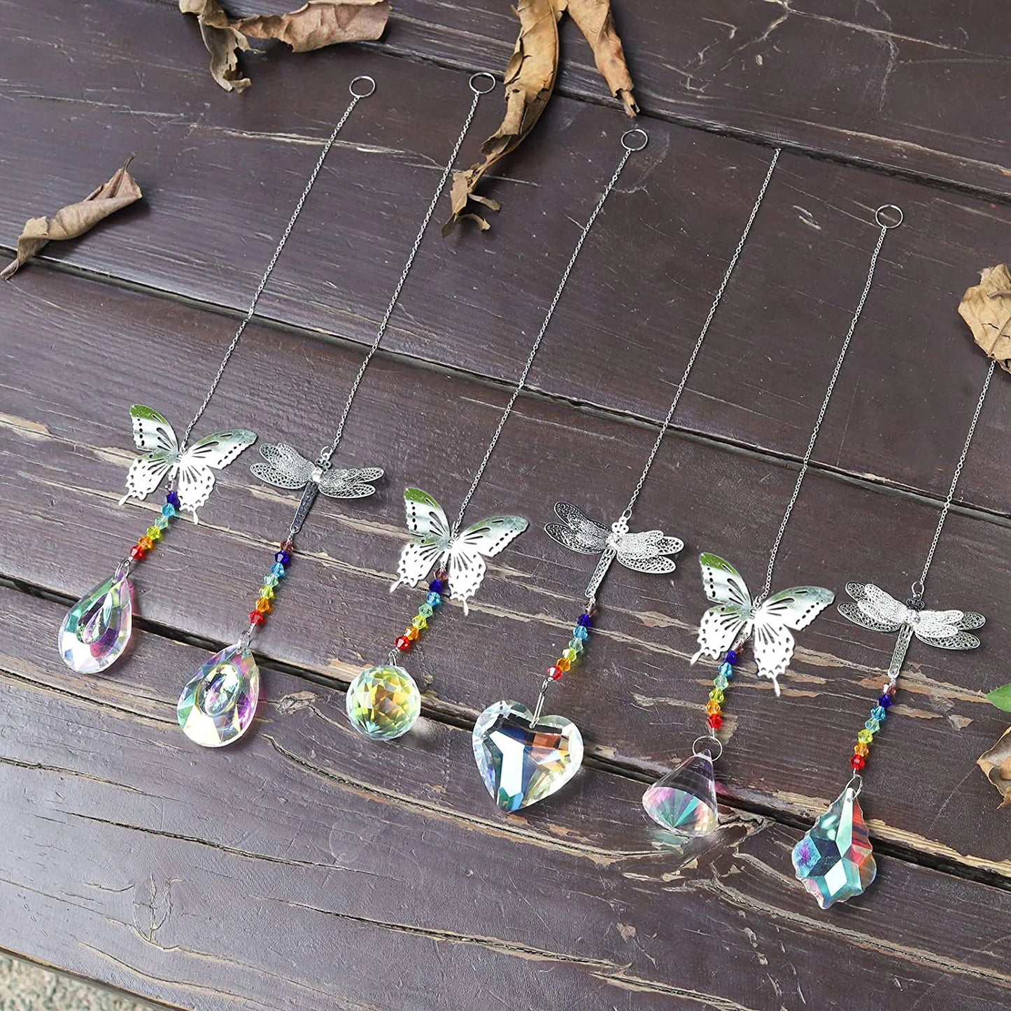 6 Crystal Suncatcher Butterfly Prism Pendant Rainbow Machine Window Hanging Decor