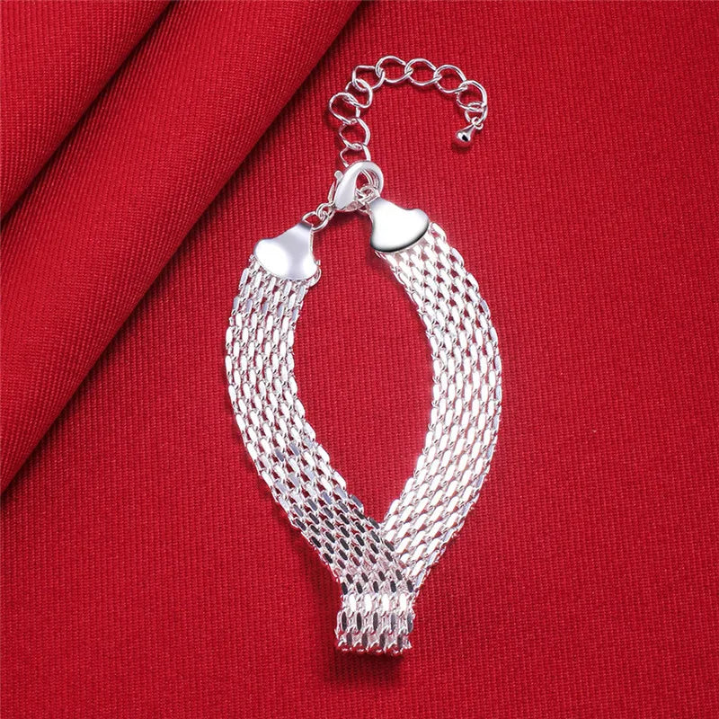 Hot New 925 Sterling Silver Bracelets For Women Exquisite Fashion Weaving Chain Wedding Party Christmas Gifts Jewelry