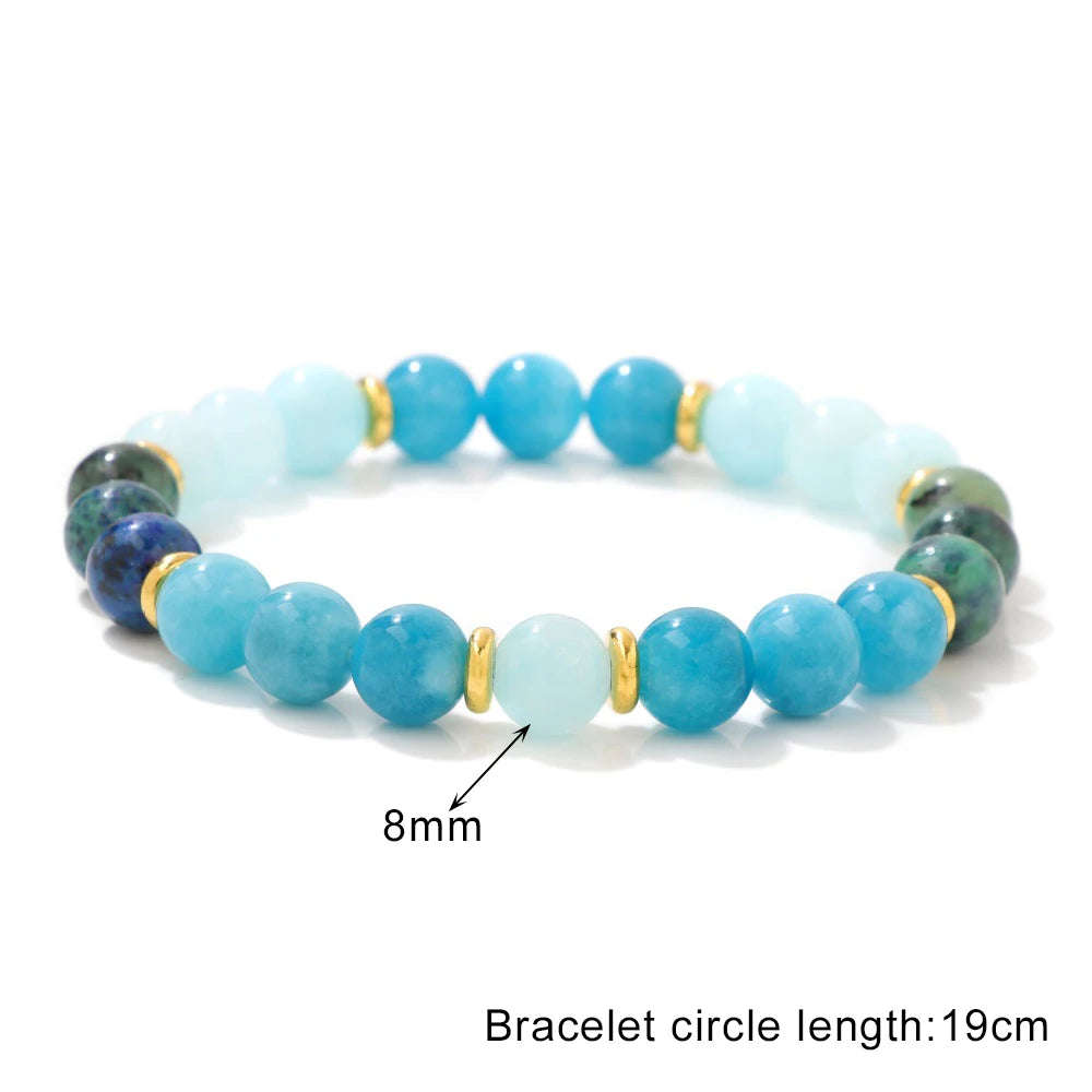 Tejesa Natural Stone Tiger Eye Bracelets For Men Women Lava Black Onyx Labradorite Yoga Elastic Bracelet Good Luck Money Health Jewelry