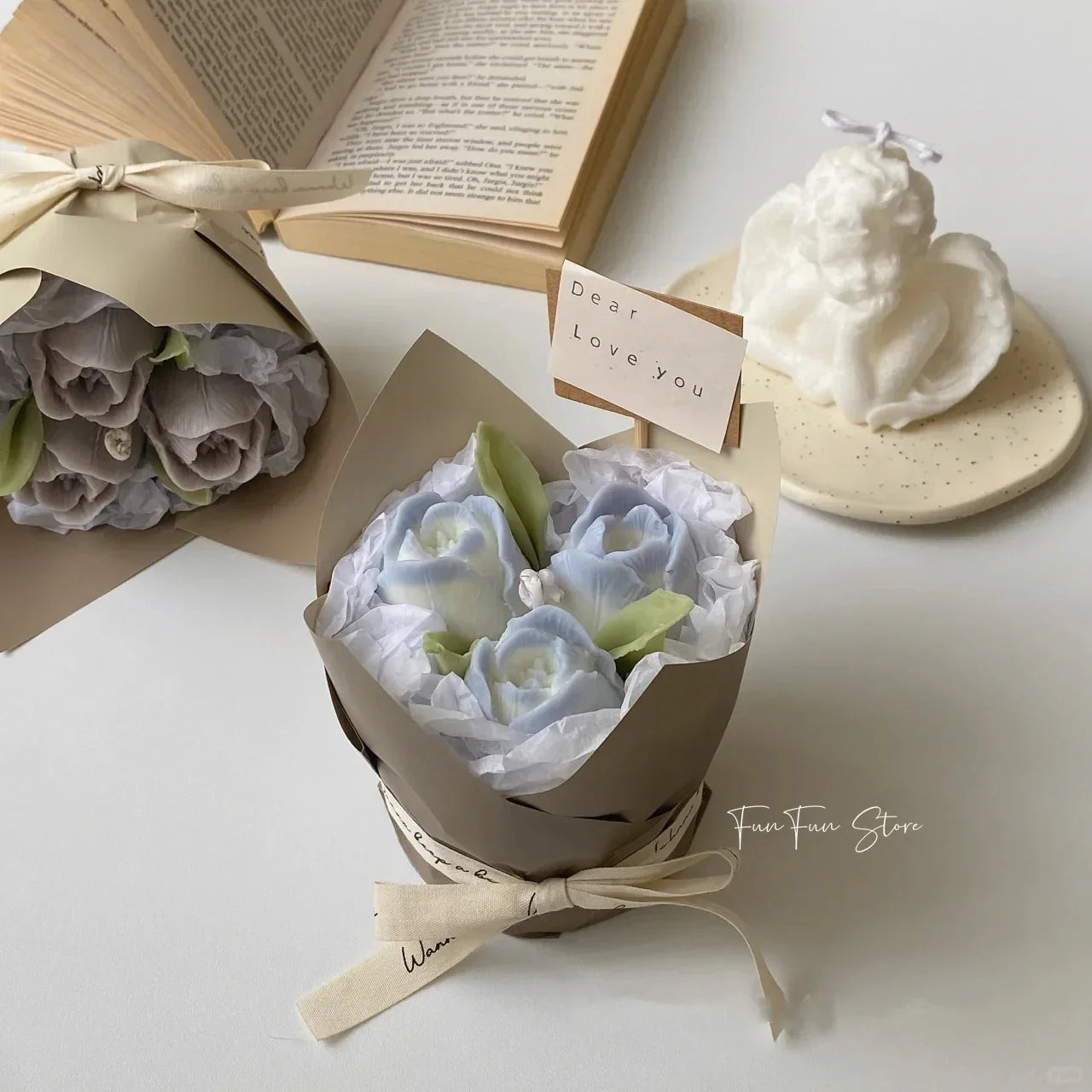 DIY Bouquet Aromatherapy Candle Silicone Mold Rose Tulip Valentine's Day Gift Mold Diffuser Stone Handmade Soap Plaster Decor