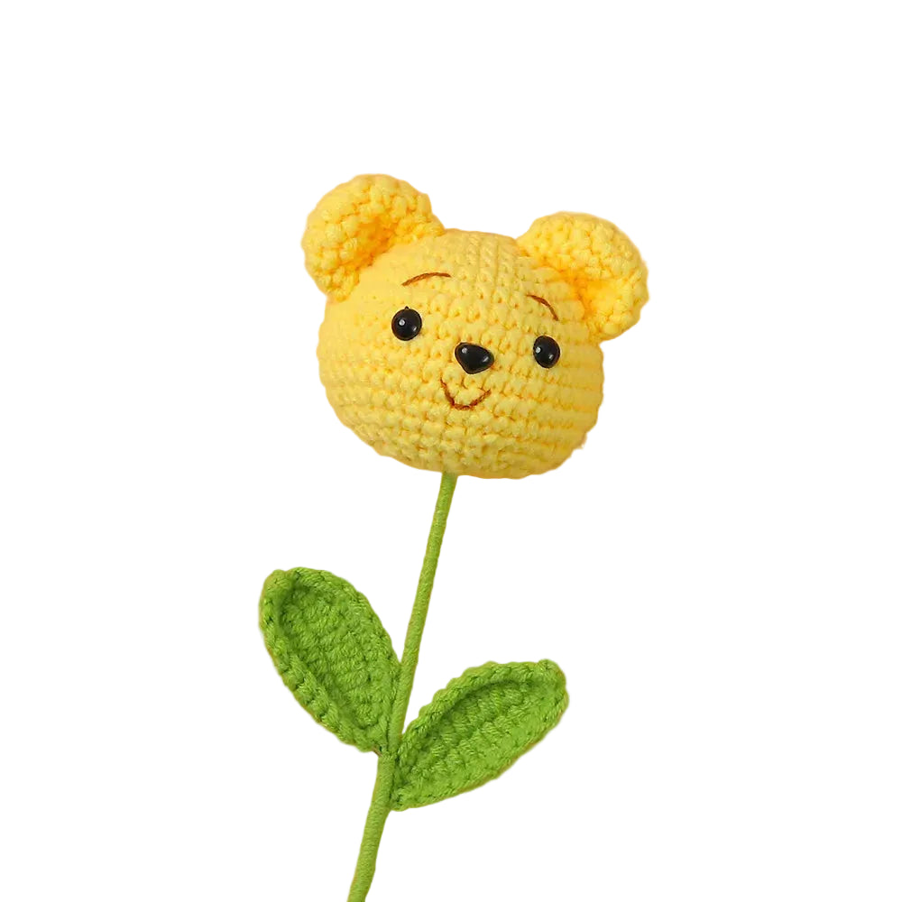 Hemasa 3Pcs Animal Crochet Bouquet Cute Cartoon Hand-knitted Artificial Flowers