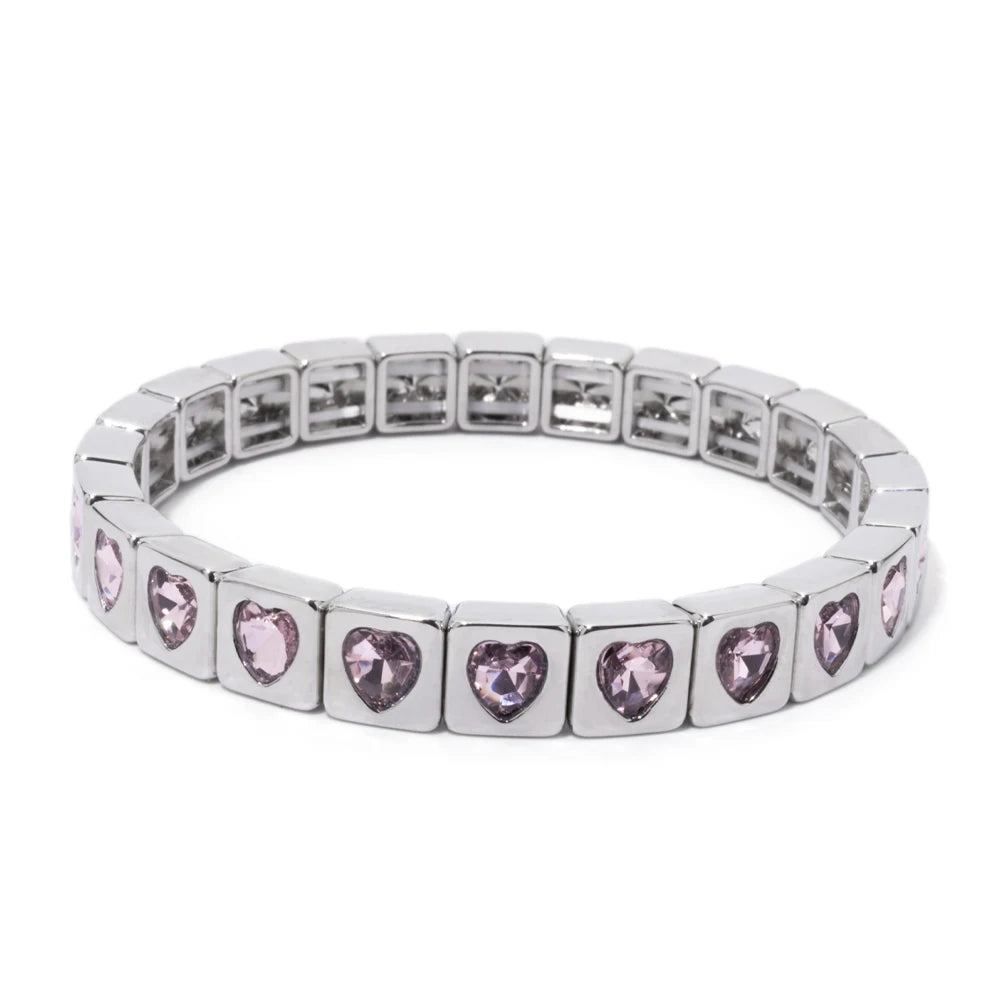 8mm Square Shape Love Bangle For Women Rainbow Color Peach Boho Enamel Elastic Beads Bracelets
