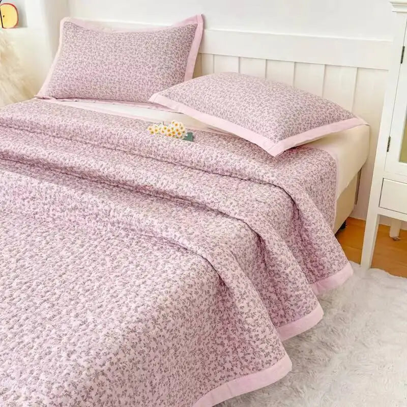 1Pc Purple Flower Bedspreads For Bed Thick Patchwork Blanket Single/Queen/King Floral Style Quilted Duvet Soft Bedspread