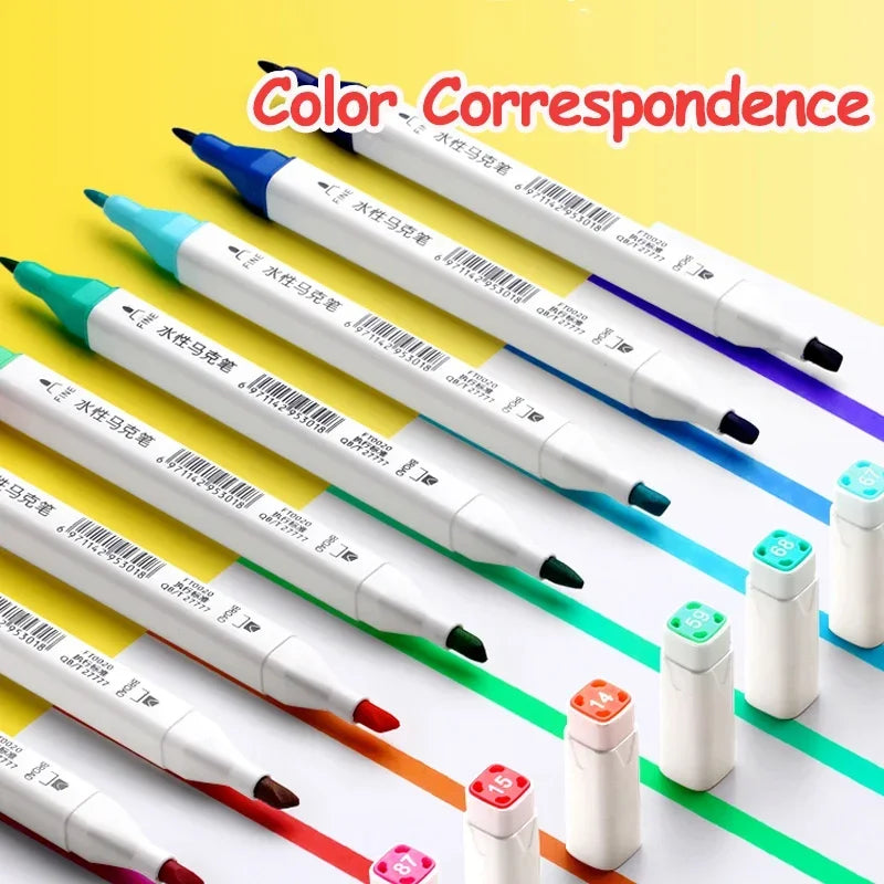 Hemasa 12/18/24/36/48 Colors Markers Set Washable Double-Headed Marker Safe Art Supplies Highlighter Pen School Stationery for Children