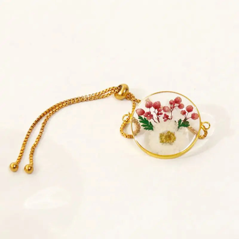 Unique Pressed Flower Bracelet Colorful Natural Flower Charm Bracelet For Women Gifts Real Flowers Chains Bracelet Wholesale