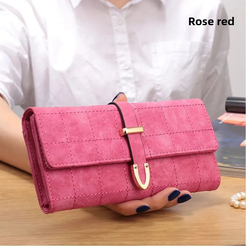 Tejesa Women's Long Wallet Embroidered Vintage Frosted Cover Tri-fold Large Coin Purse / Money Bag