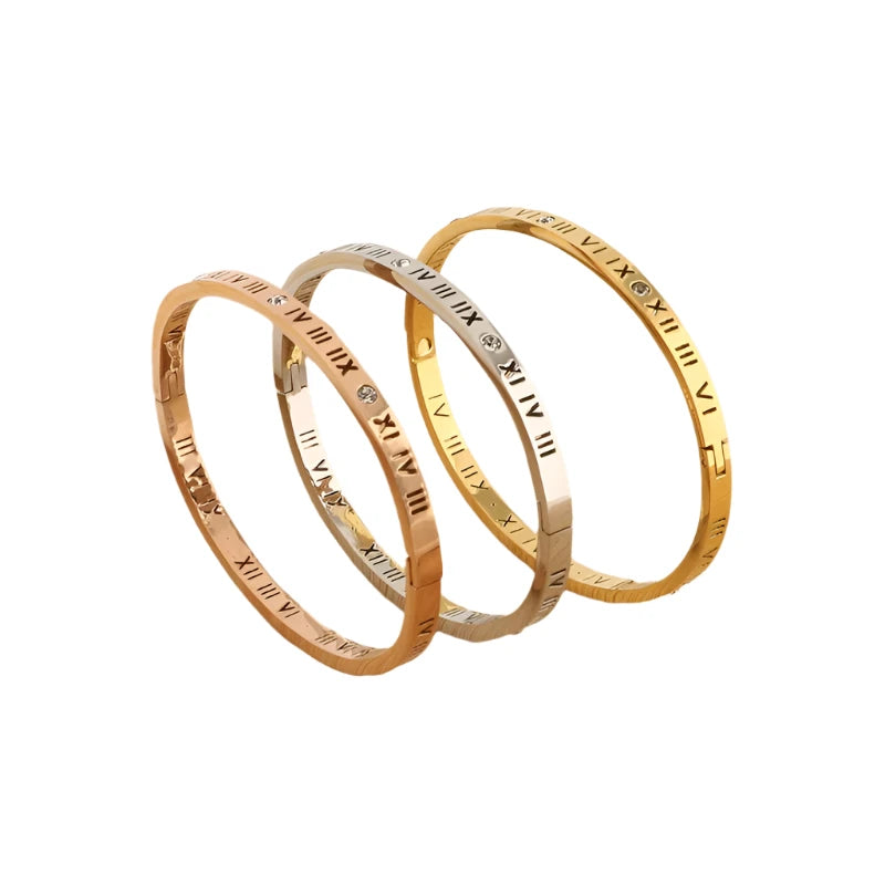 Hemasa Roman Bracelet For Women Stainless Steel Jewelry Accessories