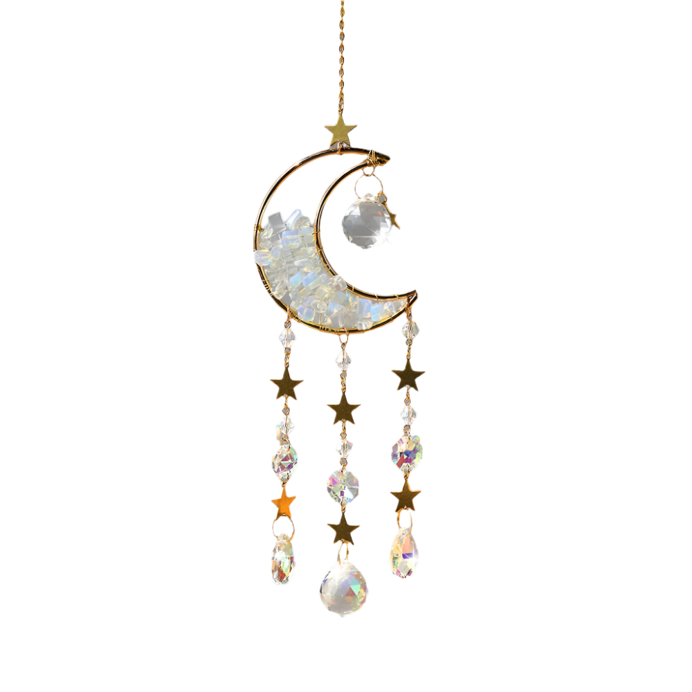 Hemasa Amethyst Suncatcher Moon Crystal Gemstone Windchime Sun Catcher / Rainbow Crystal Window Yard Garden Decoration Outdoor