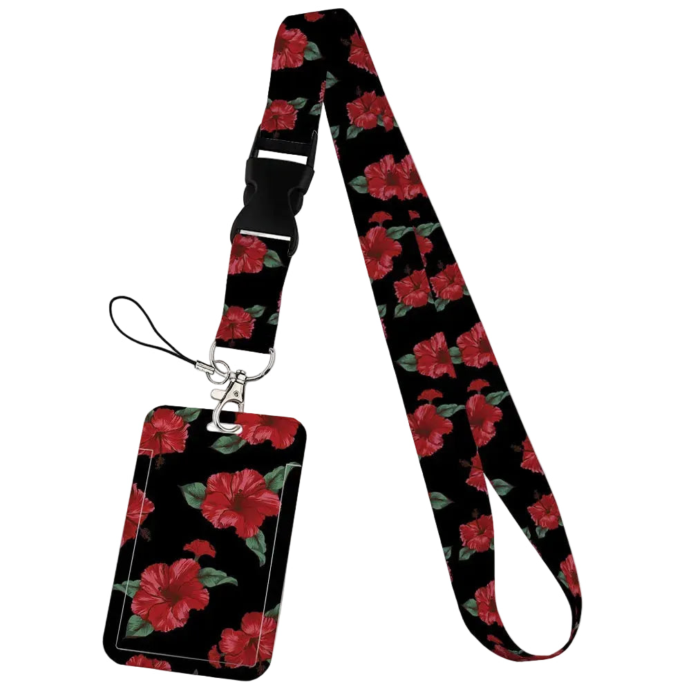 Tejesa  Flower design Lanyard Business Credit Card Holder/ Neck Strap Keychain Hang Rope ID Badge Holder