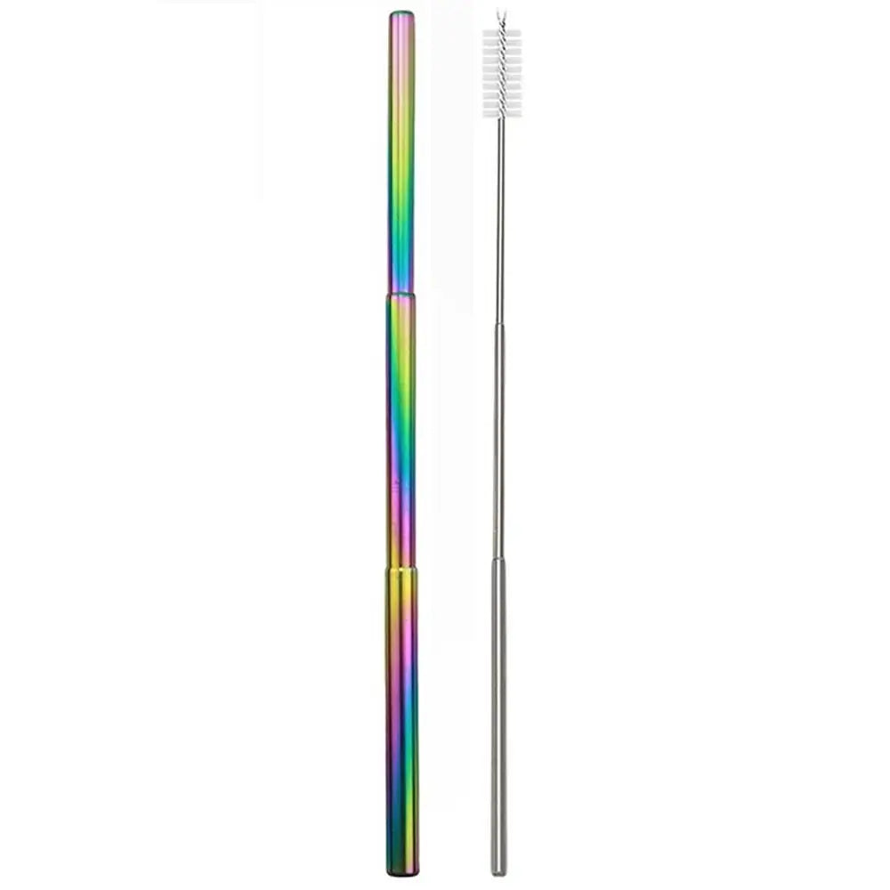 Stainless Steel Reusable Collapsible Straw Portable Retractable Metal Straw with Case Foldable Telescopic Straw Bar Accessories