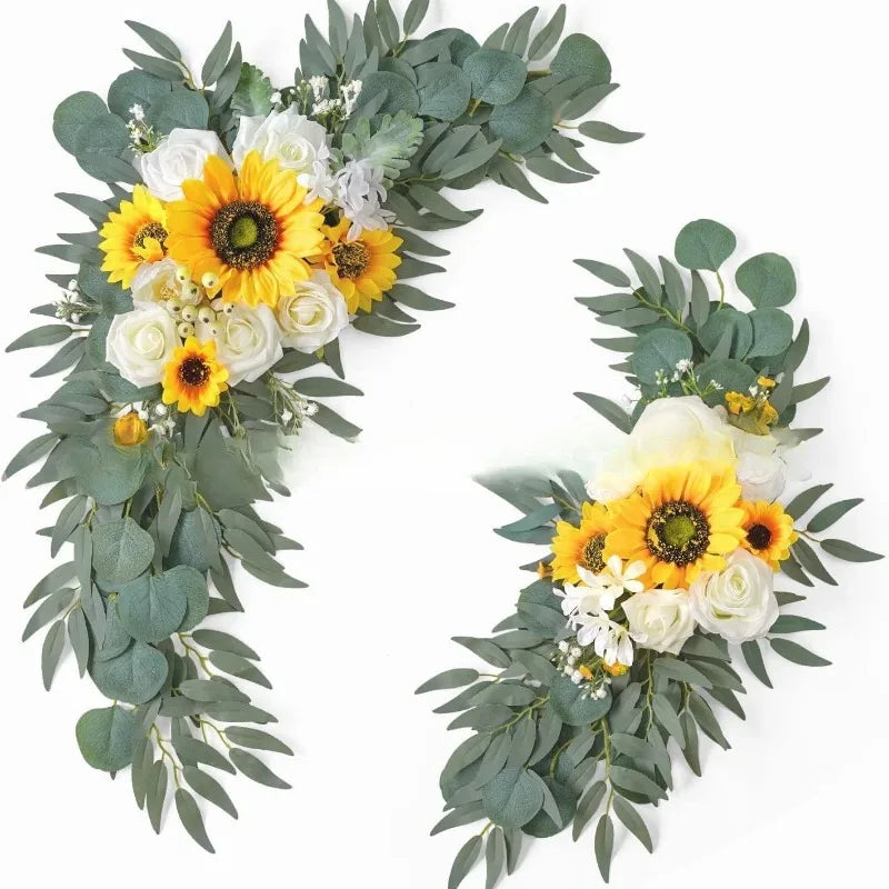 Tejesa Artificial Wedding Arch Flowers Kit Boho Dusty Rose Blue Eucalyptus Garland Drapes for Wedding Decorations Welcome Sign