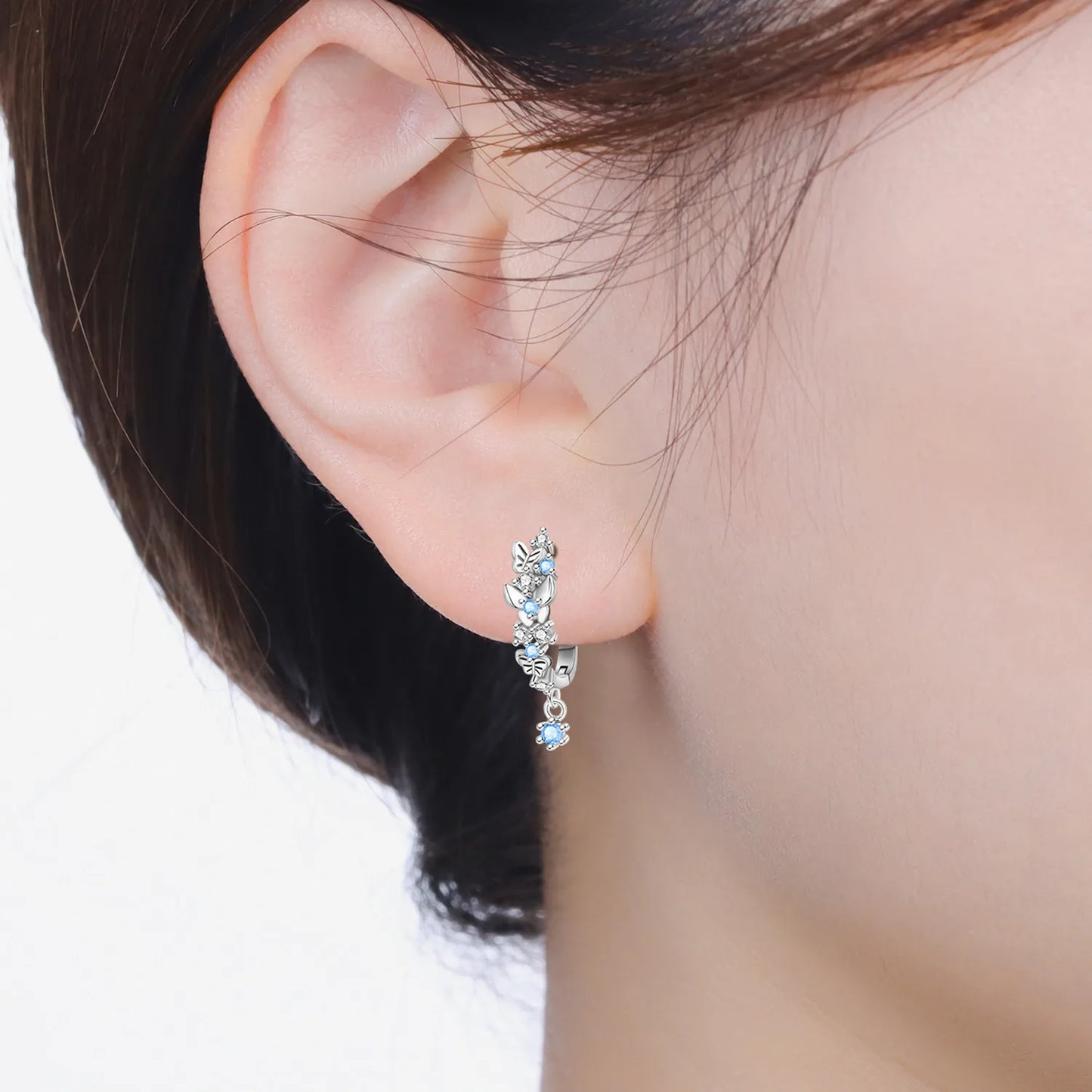 Orstarry S925 Sterling Silver Earring Exquisite Beautiful Blue Butterfly Earring For Women Birthday Gift Silver Jewelry