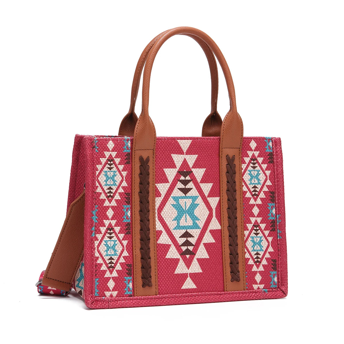 Bohemian style shoulder bag, Indian totem, linen embroidery, handmade leather strip, large capacity hard tote bag