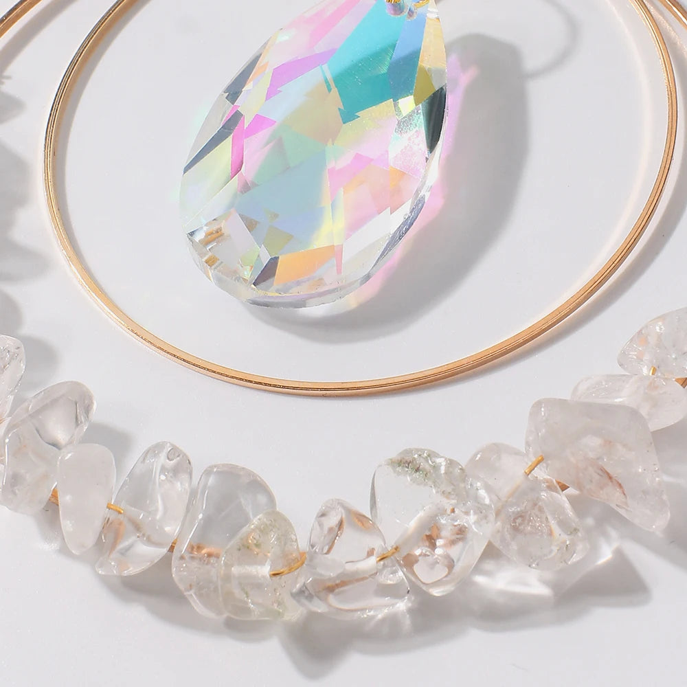 Crystal Suncatcher for Car Rainbow Prism Window Garden Decoration Outdoor Natural Stone Sun Catcher Crystal Gemstone Home Decor