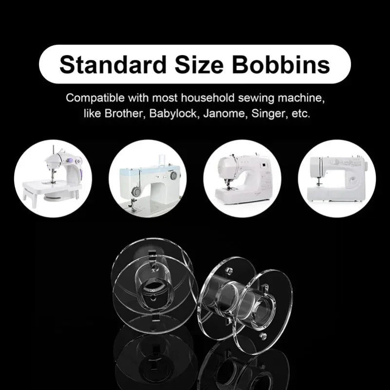 Tejesa 25Pcs Clear Sewing Machine Bobbins Spools Empty Bobbins Spools Plastic Storage Box For Household DIY Sewing Accessories Tools