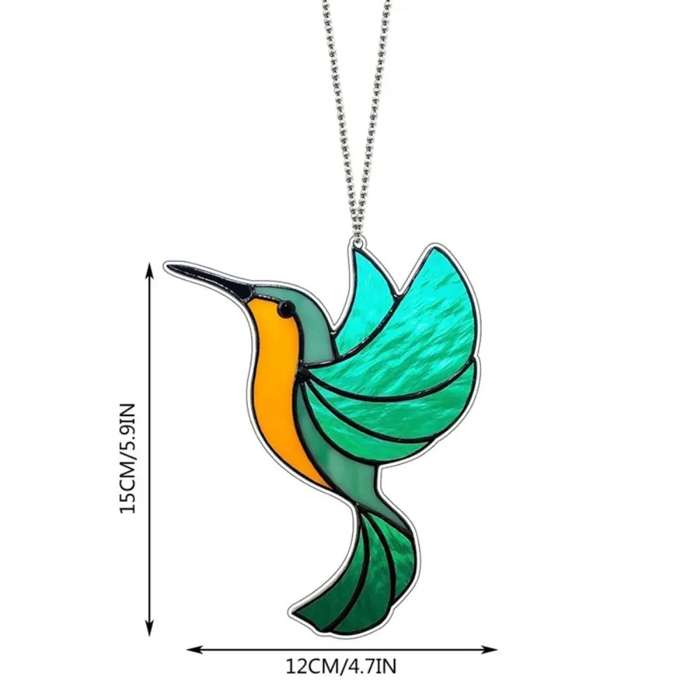 Hummingbird Wind Chimes Sun Catcher Acrylic Stained Glass Hanging Pendant Window Decoration Ornament Garden Decor Crafts