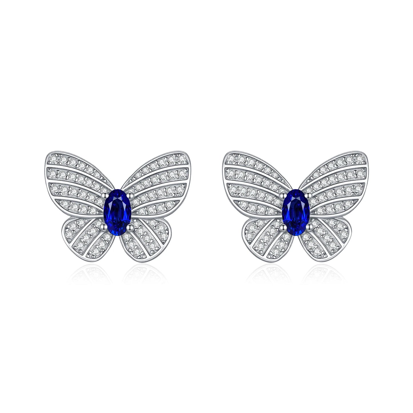 MODIAN Elegant Royal Blue Zirconia Ear Studs 925 Sterling Silver Exquisite Luxury Butterfly Stud Earrings For Women Fine Jewelry