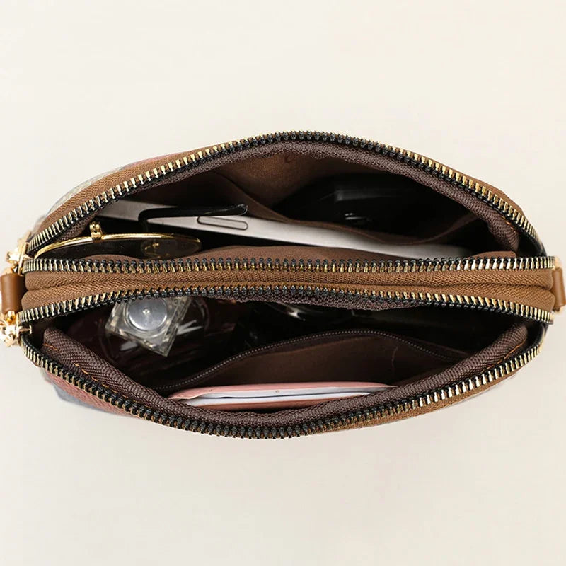 Hemasa  Shoulder Bags for Women /Double Zipper Crossbody Bag Ladies PU Leather Wallet