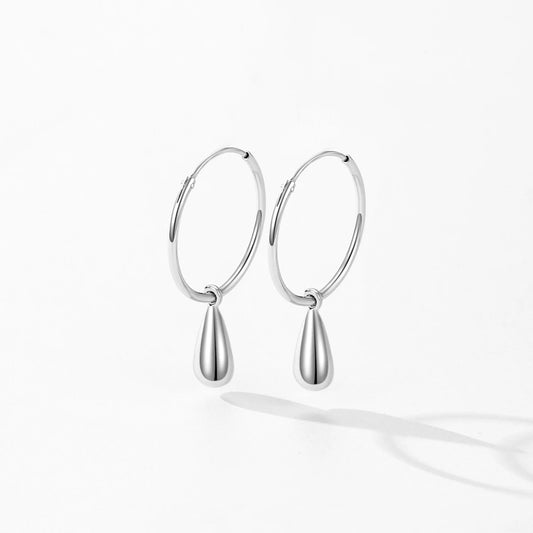 Tejesa 925 Sterling Silver Simple Round Fashion Dangle Earrings  /Smooth Charm Drop Earrings For Women Christmas Gifts