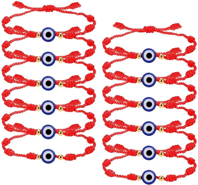12pcs Blue Evil Eye Red Bracelet Women Men 7 Knot Lucky Handmade Braided String Adjustable Friendship Couple Bracelet Jewelry