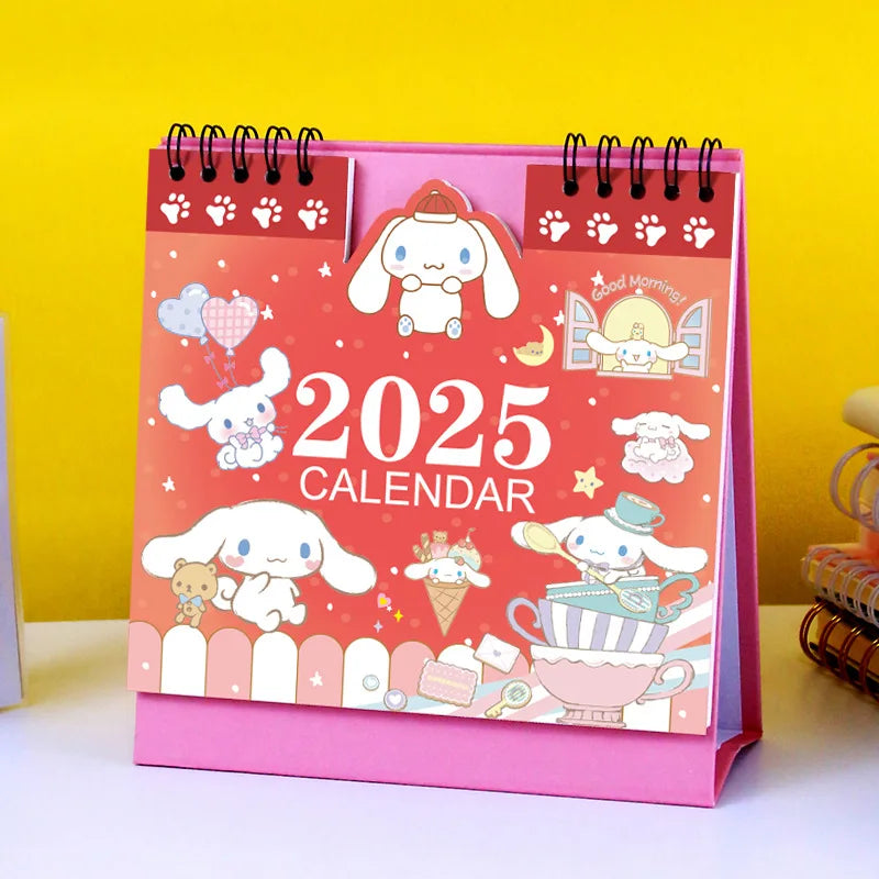 2025 Sanrio Desk Calendar Hello Kitty My Melody Kuromi Office School Supplies Calendar Monthly Planner Desk Accessories Decor