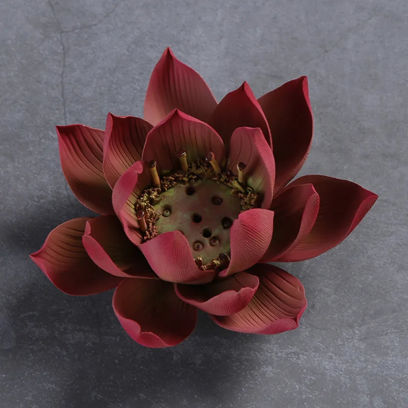 Ceramic Lotus Flower Shape Incense Burner Stick Cone Burner Holder Incense Base Plug Home Decoration Incense Burner Stick Holder