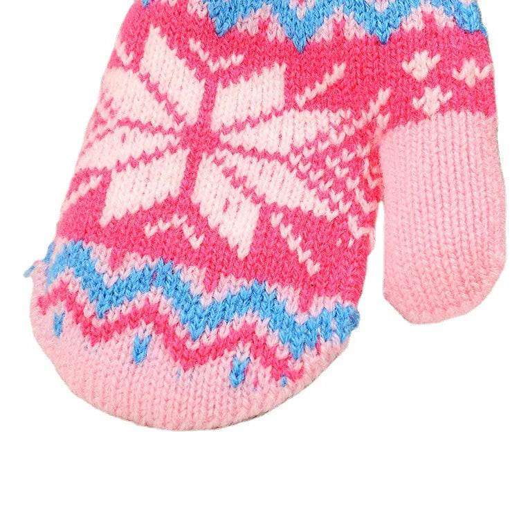 2-8 Years Old Kids' Sherpa Lined Knit Mittens Boys Girls Winter Gloves Children Snow Glove