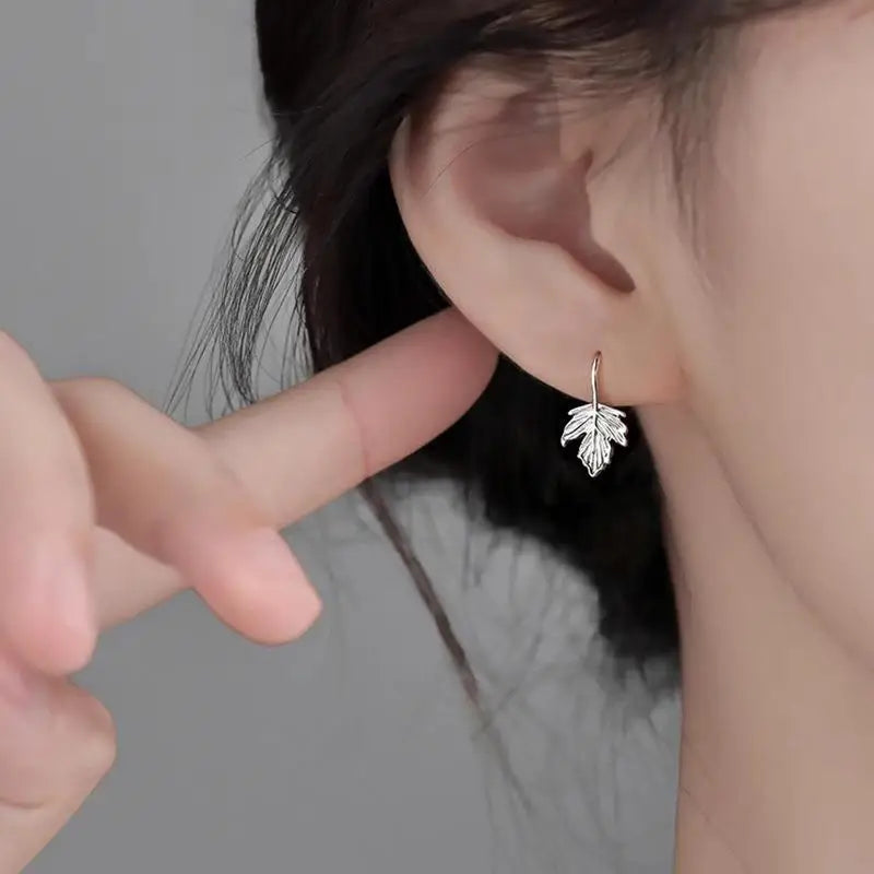 Tejesa 925 Sterling Silver Geometric Charming Exquisite Leaf Hook Stud Earrings for Women Fine Jewelry High Luxury Vintage Accessories