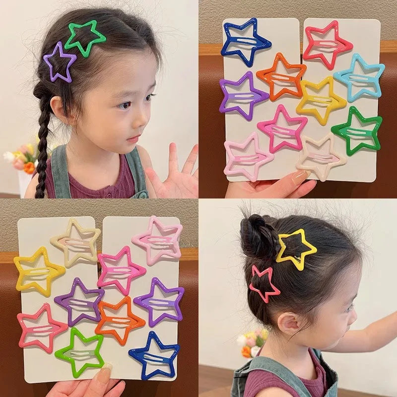 Hemasa 6pc Korean New Big Star BB Hairpin Hair Side Clips for Girls Women Kids Gift Wedding Party Hair Accessories