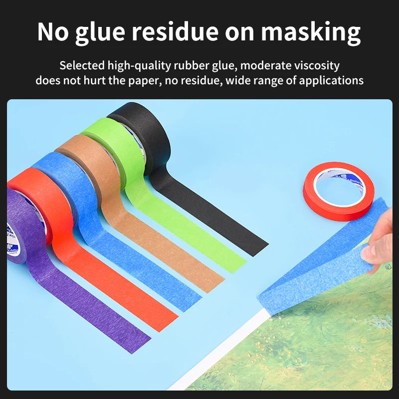 10/50m Color Masking Tape Black Decoration Masking Spray Paint Traceless Student Office Art Painting Sticker
