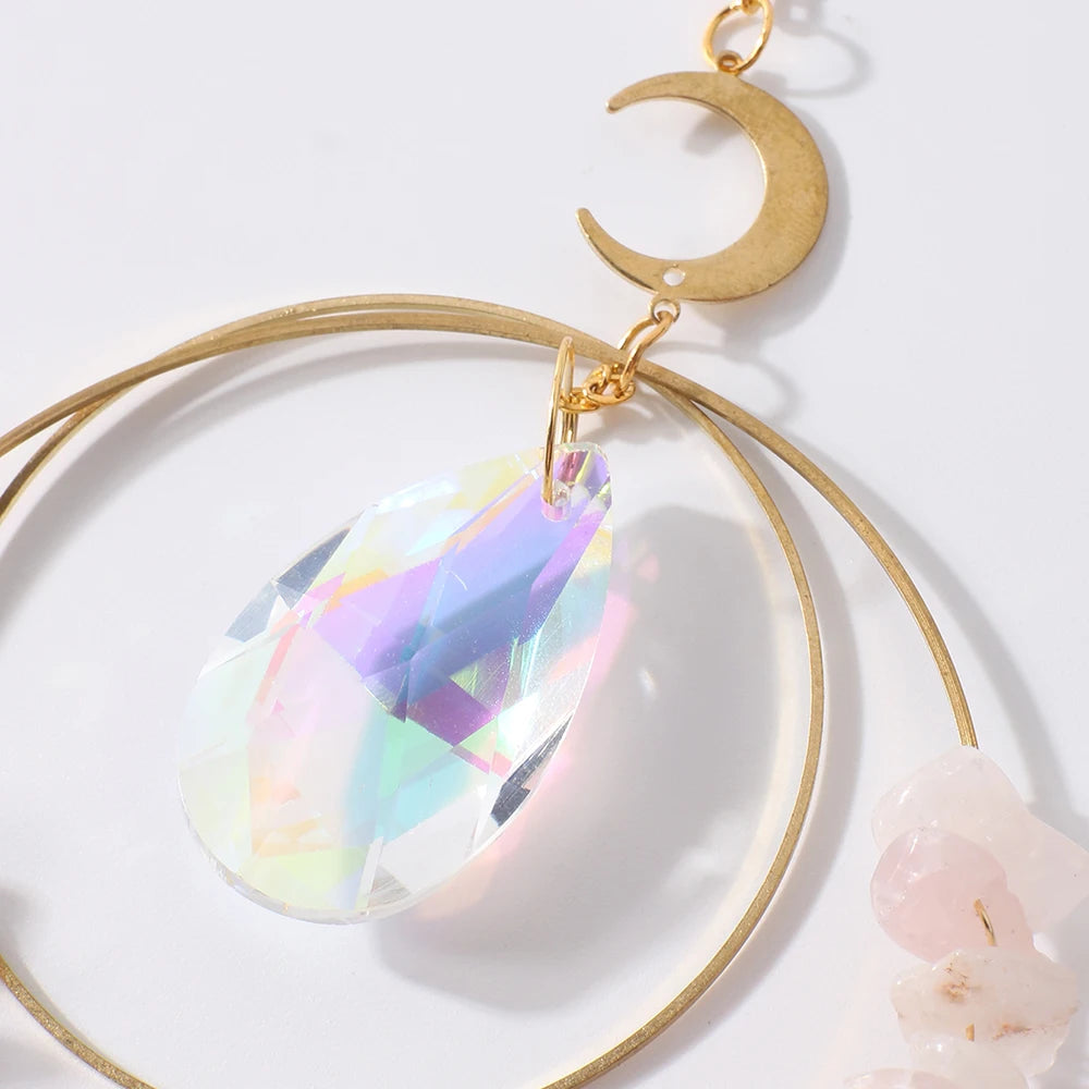 Crystal Suncatcher for Car Rainbow Prism Window Garden Decoration Outdoor Natural Stone Sun Catcher Crystal Gemstone Home Decor