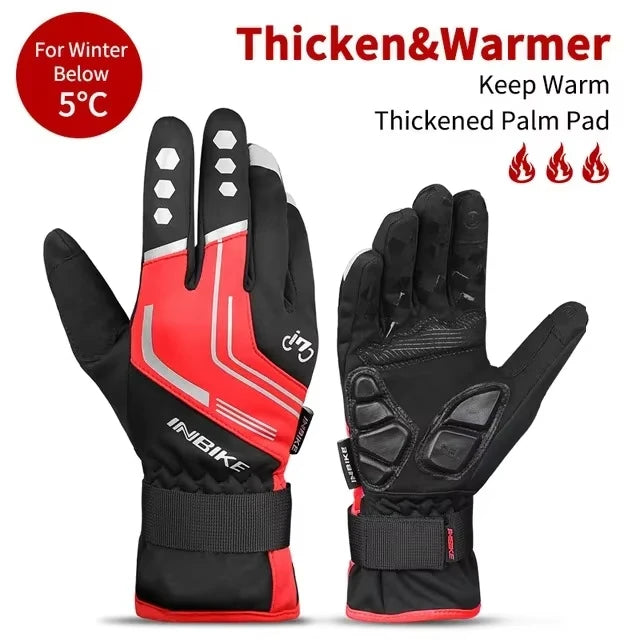 INBIKE Cycling Gloves for Men Women Warm Fleece Winter Biking Glove for Riding Bicycle Gloves Waterproof Touchscreen Accessories